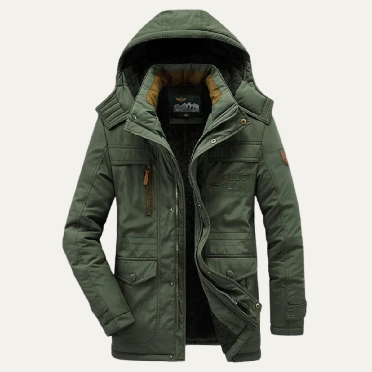Men's Hooded Parka Coat Fleece Lined Warm Winter
