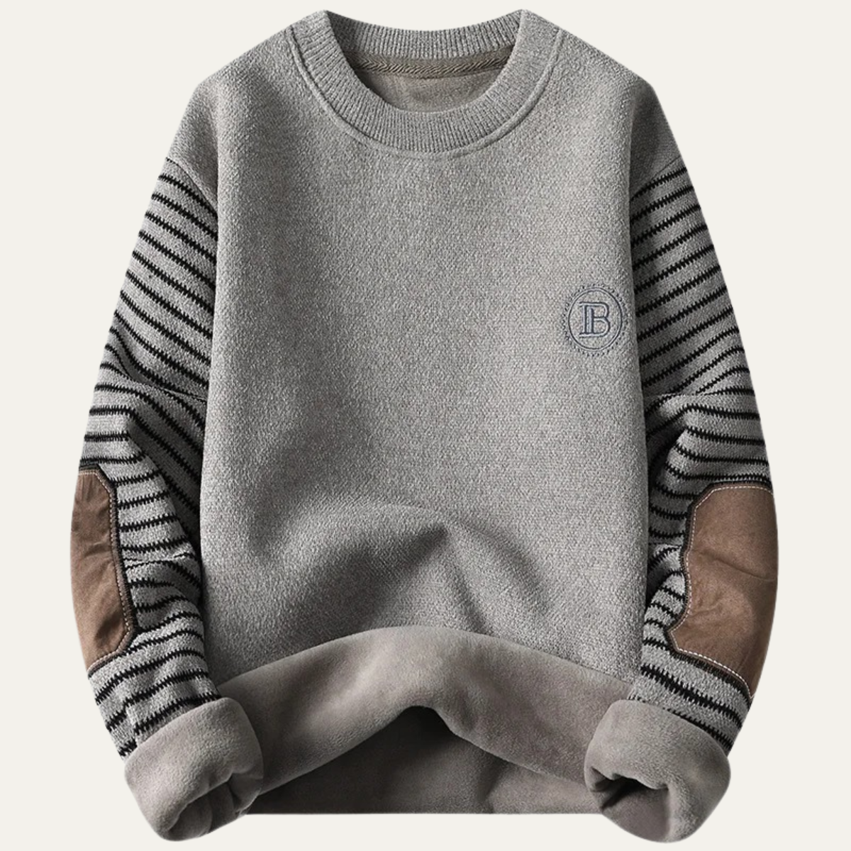 Men's Patchwork Knit Sweater Warm Winter Round Neck - VibreMode
