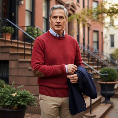 Men's Oversized Knit Sweater Elbow Patches
