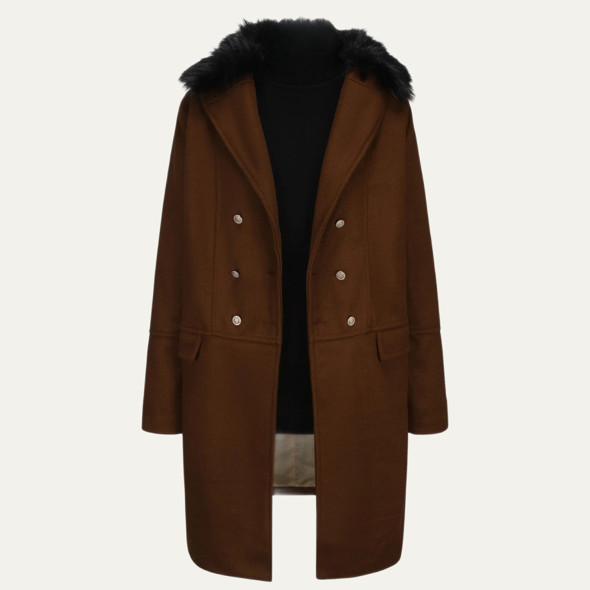 Men's Fur Collar Double Breasted Jacket - VibreMode