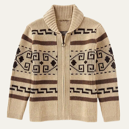 Men's Cashmere Cardigan Shawl Collar Button Up Beige - VibreMode