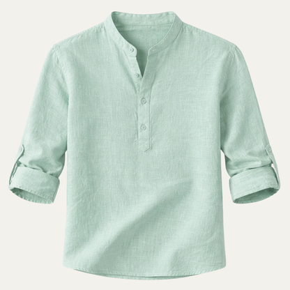 Men's Linen Casual Shirt Lightweight Beige - VibreMode