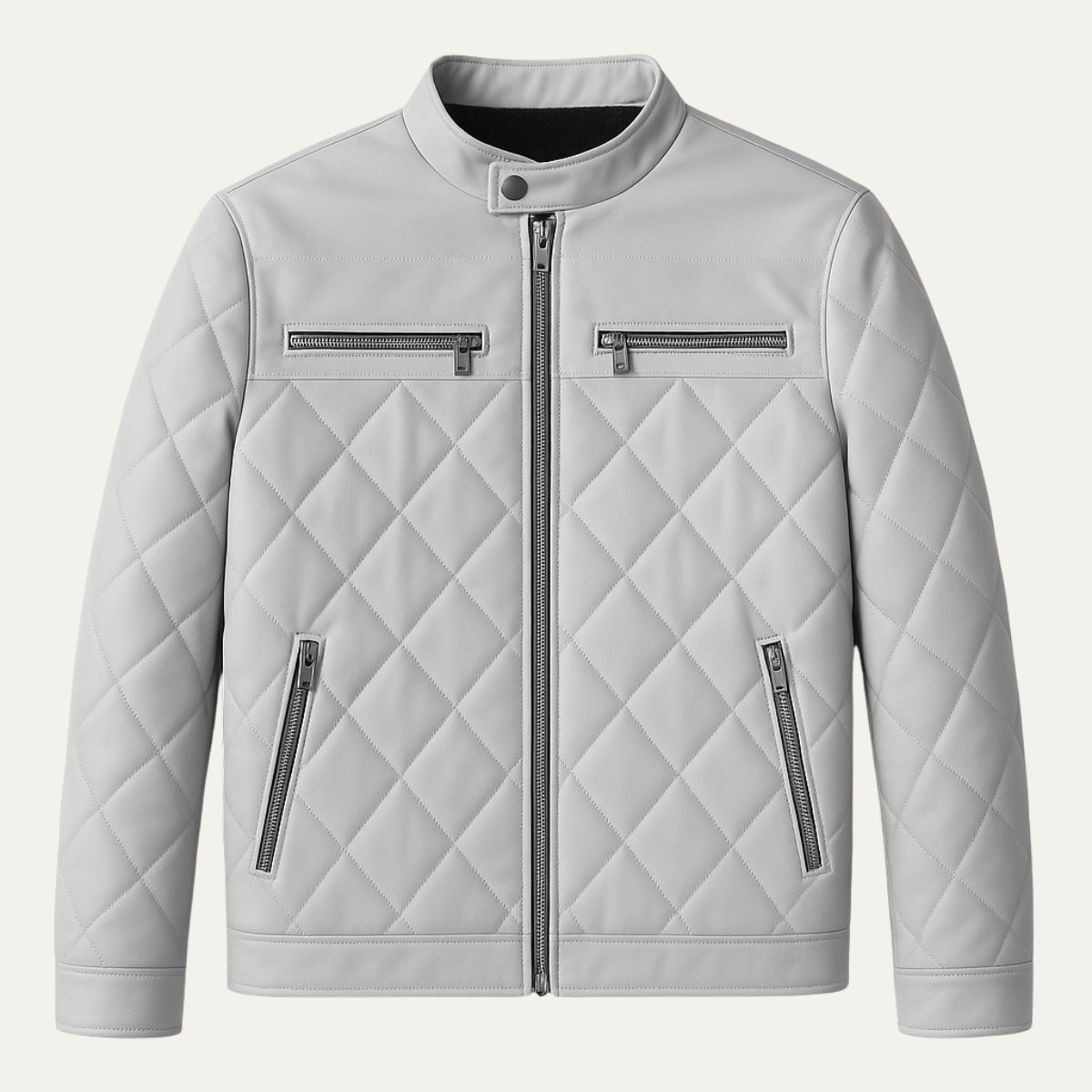Moscova Men's Leather Biker Jacket Thick Quilted Black - VibreMode