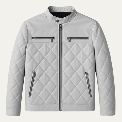 Moscova Men's Leather Biker Jacket Thick Quilted Black - VibreMode