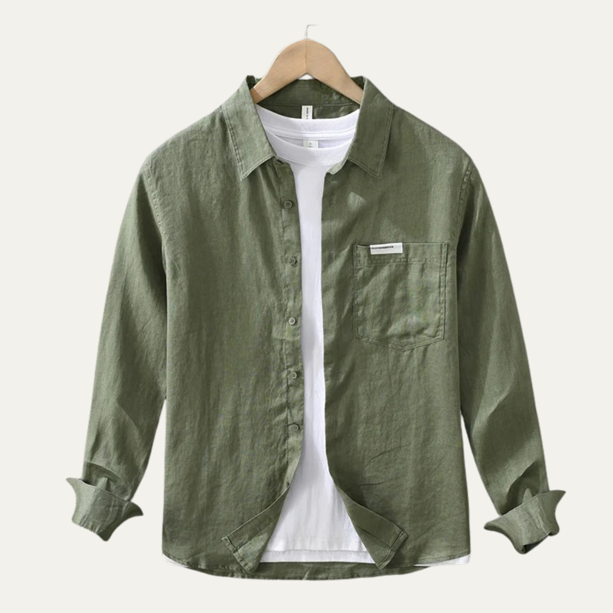 Men's Linen Casual Summer Shirt Green - VibreMode
