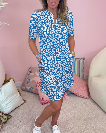 Women's V-Neck Beach Dress with Pockets