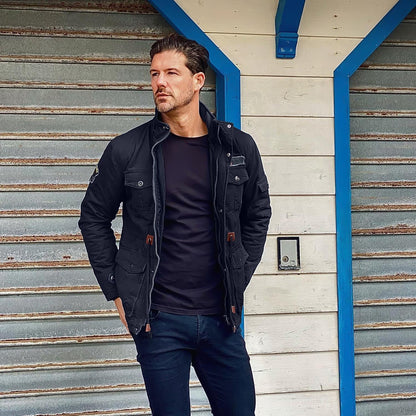 Men's Winter Parka Jacket Fleece Lined Waterproof Black
