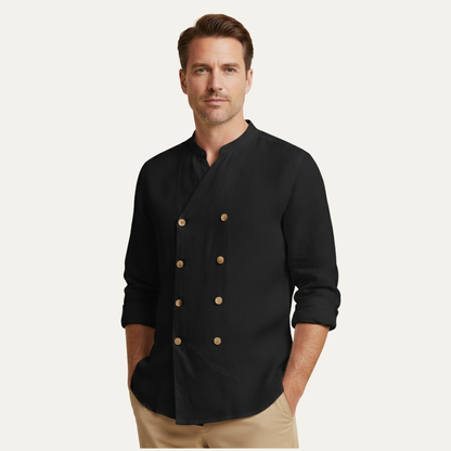 Men's Double Breasted Cotton Linen Shirt