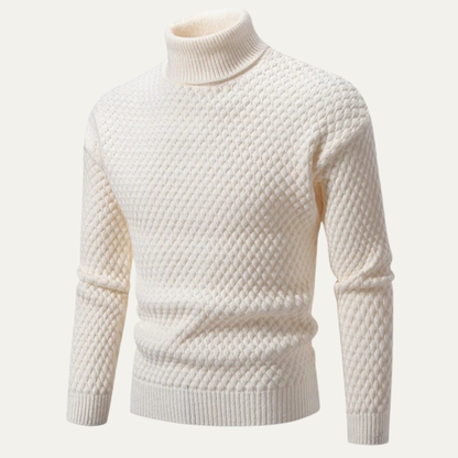 Men's Textured Knitted Turtleneck Sweater - VibreMode