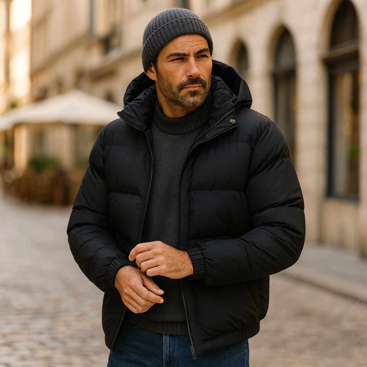 Men's Waterproof Down Hooded Puffer Jacket