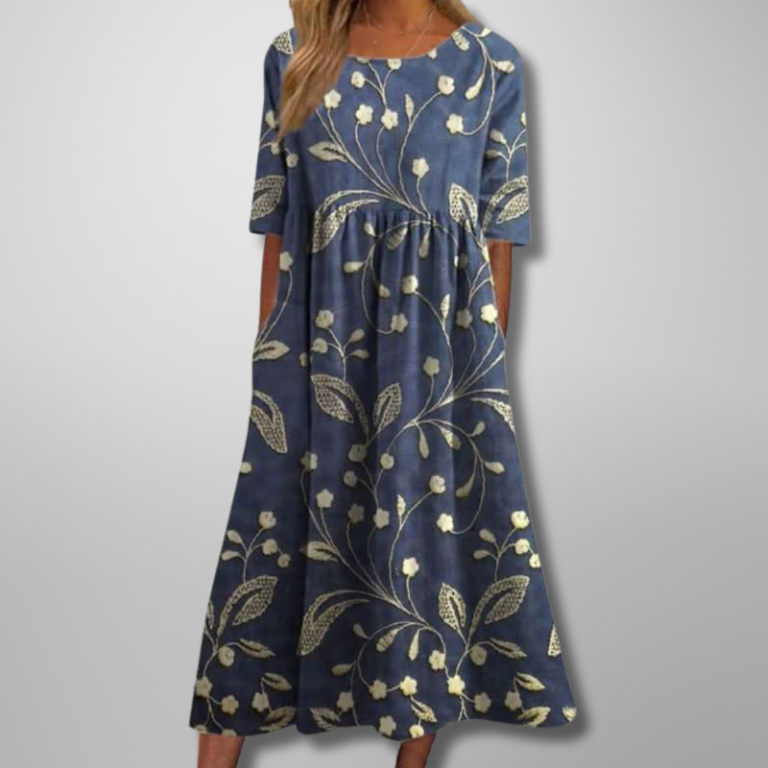 Women's Loose Fit Short Sleeve Midi Dress - VibreMode
