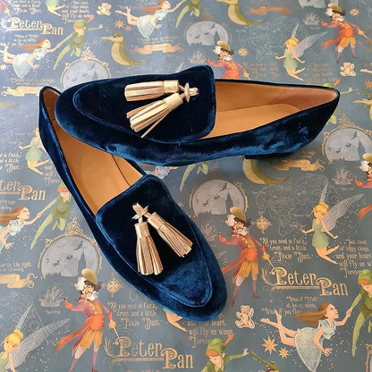 Women's Loafers Champagne Tassel Slip On Shoes