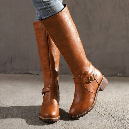 Elegant Buckle High Heel Boots for Ladies - VibreMode