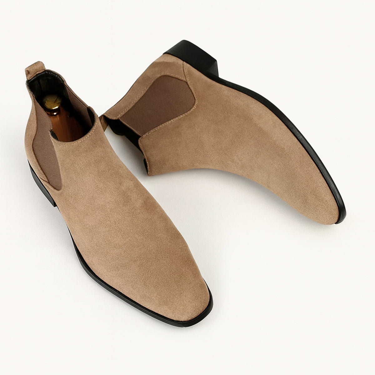 Men's Suede Chelsea Boots Slip On Elegant Brown