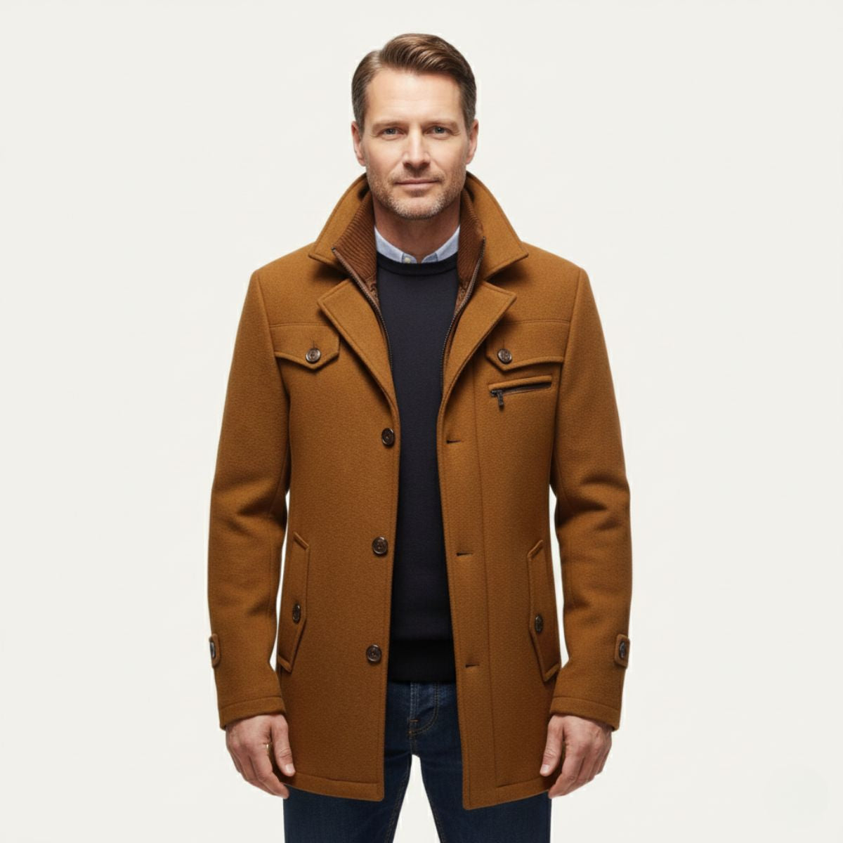 Men's Wool Blend Winter Coat Smart Casual