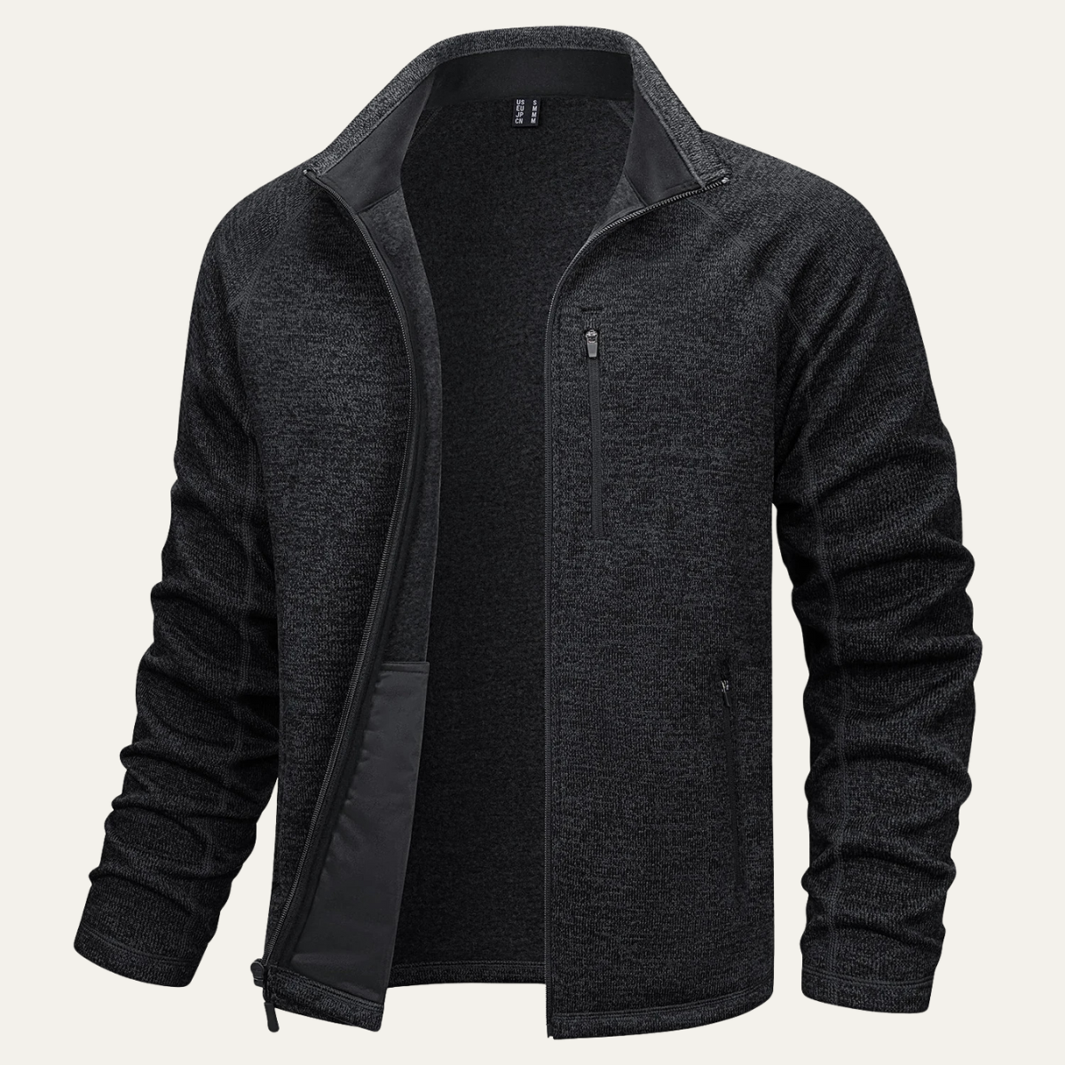 Men's Full Zip Fleece Jacket Warm Knitted
