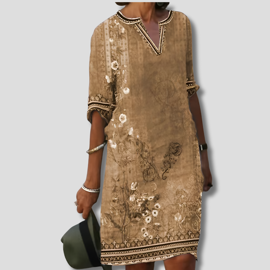 Women's Boho Floral Ruffle Dress - VibreMode