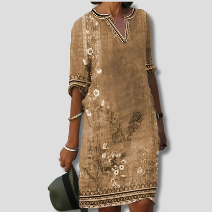 Women's Boho Floral Ruffle Dress - VibreMode