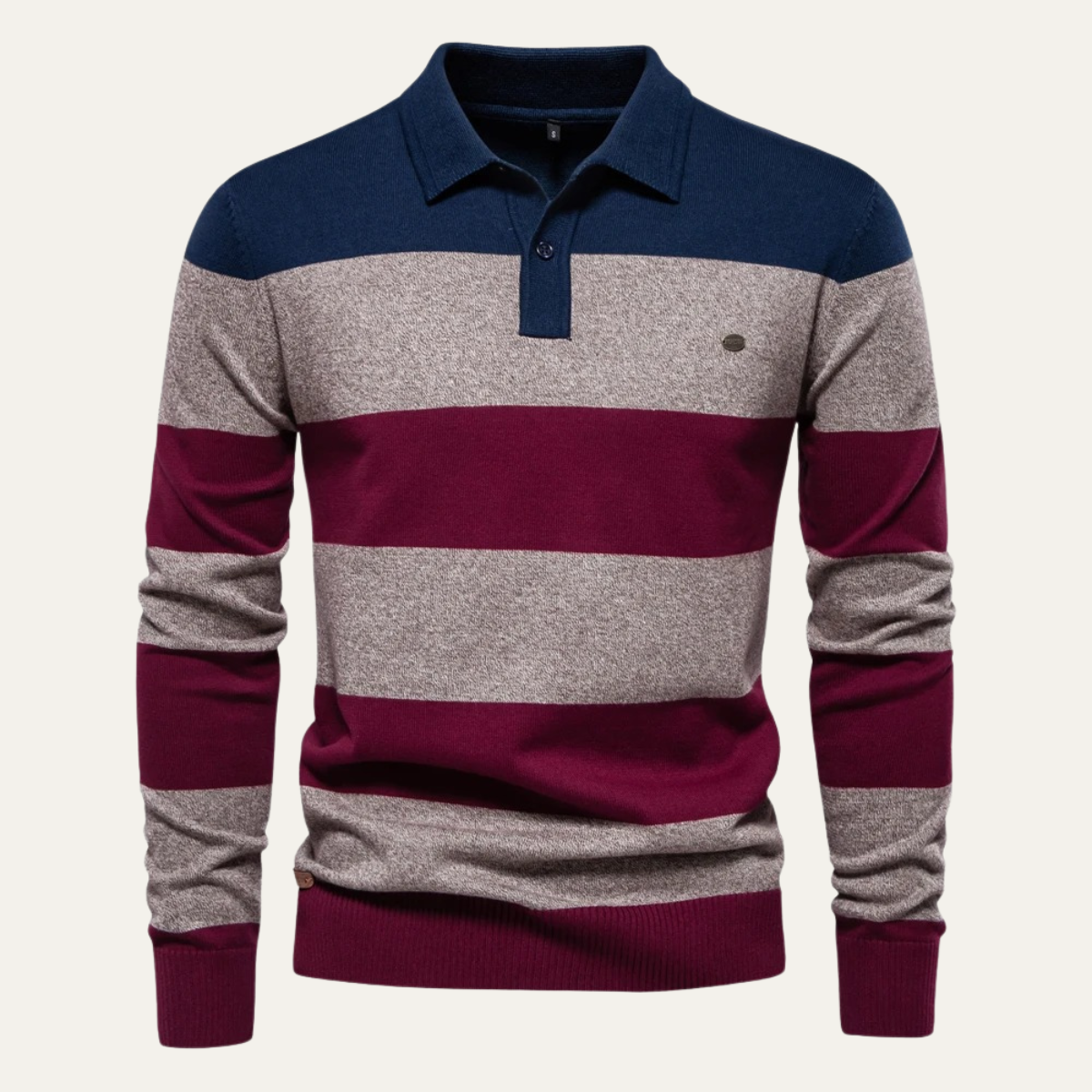 Men's Striped Cotton Polo Sweater - VibreMode