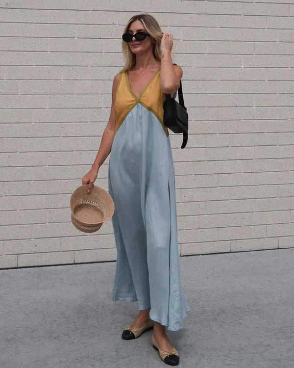 Fashionable Crew Neck Multicolor Dress