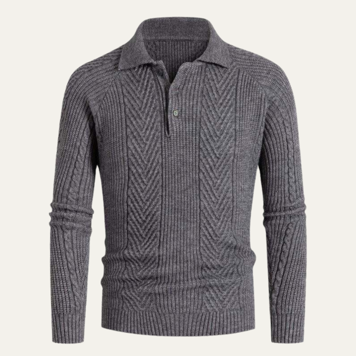 Men's Chunky Knitted Polo Sweater Warm Winter Wool - VibreMode
