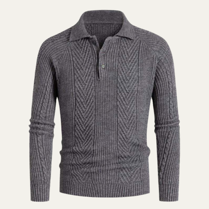 Men's Chunky Knitted Polo Sweater Warm Winter Wool - VibreMode