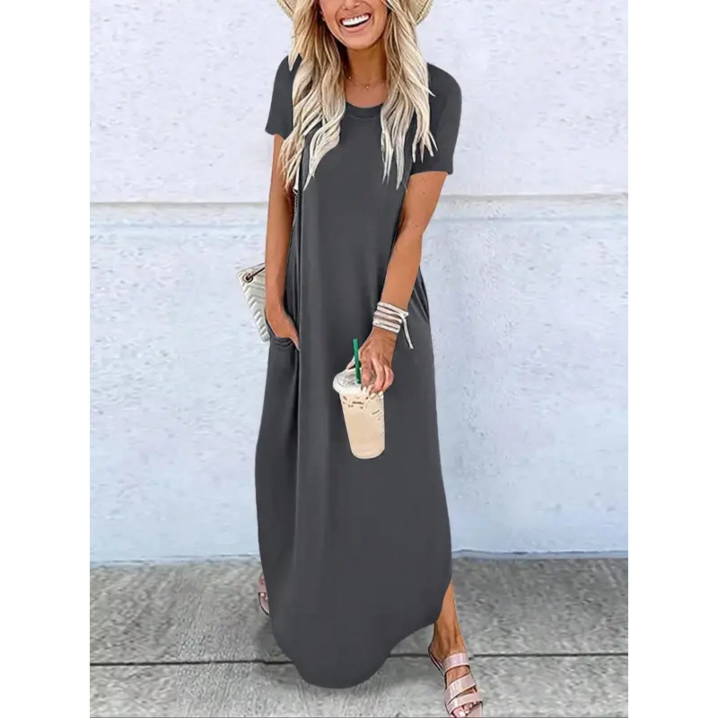 Women's Round Neck Loose Fit Dress - VibreMode