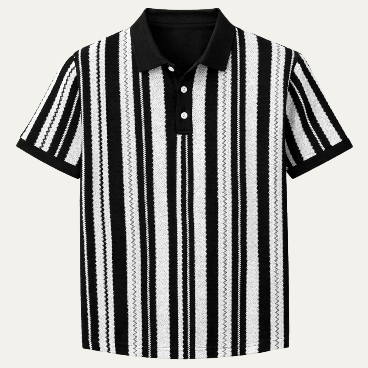 Men's Striped Knit Polo Shirt - VibreMode