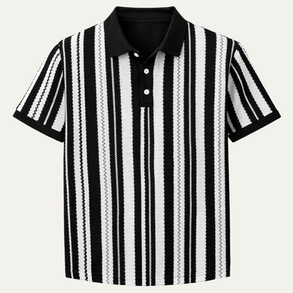 Men's Striped Knit Polo Shirt - VibreMode