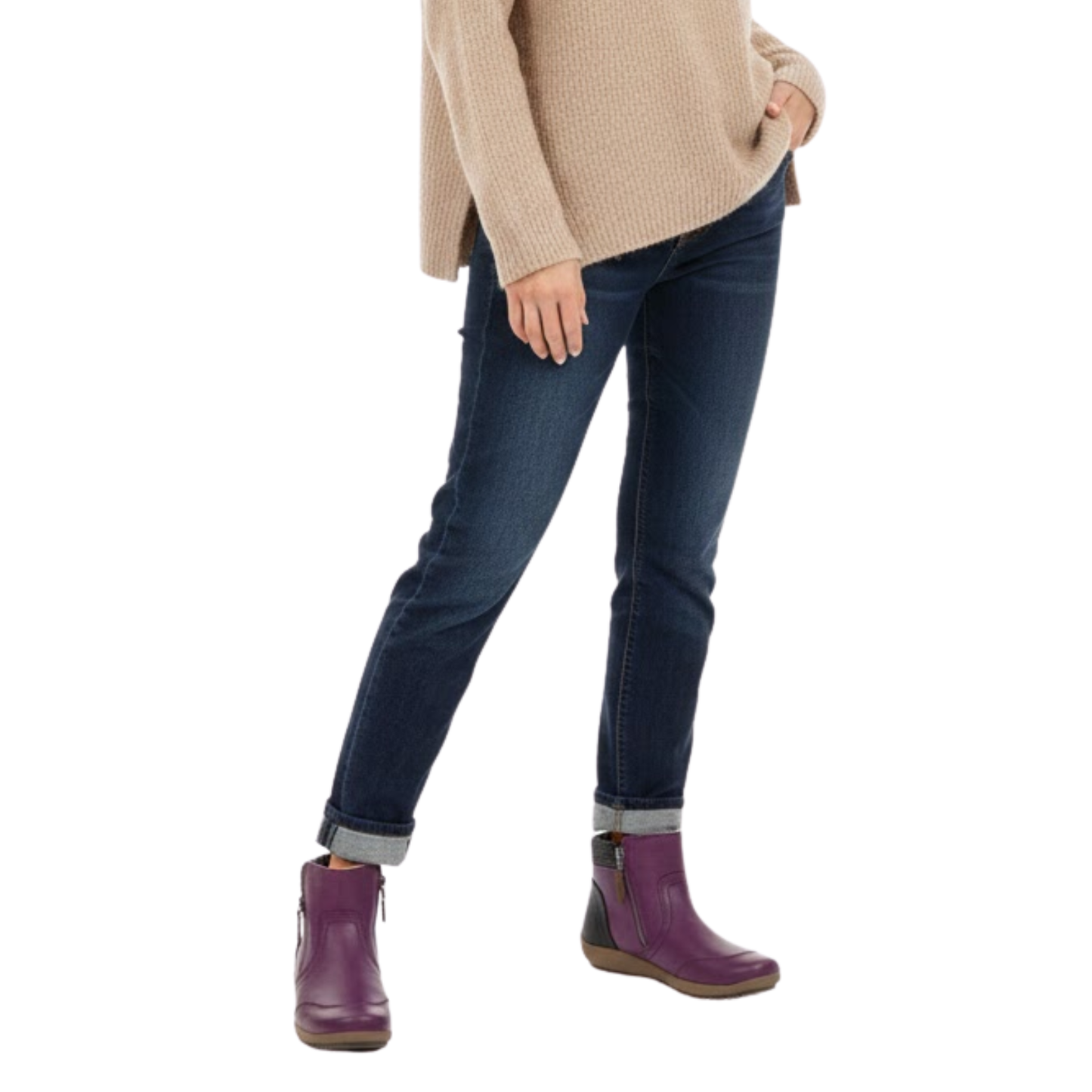 Women's Low Heel Round Toe Elastic Boots