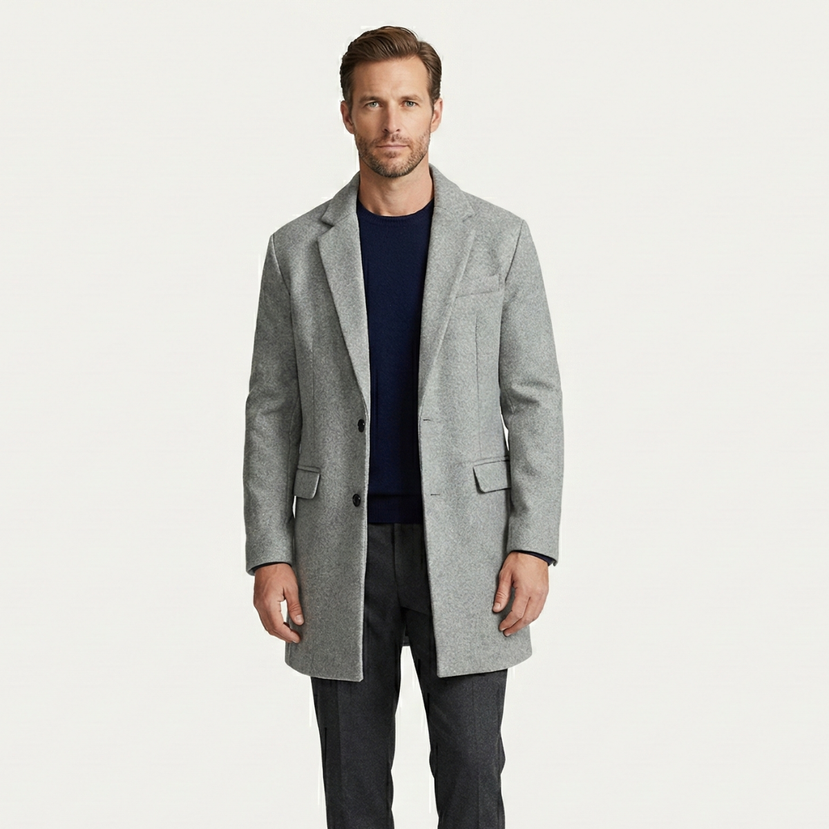 Men's Wool Blend Overcoat Smart Casual Winter