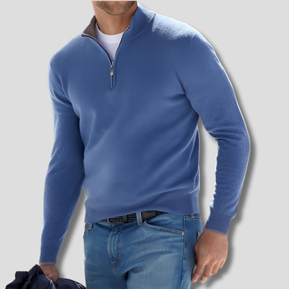 Men's Cotton Zipper Collar Pullover Sweater