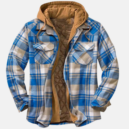 Men's Plaid Hooded Jacket Shirt