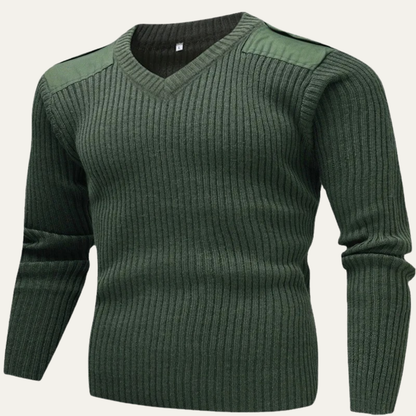 Men's Ribbed V Neck Sweater - VibreMode