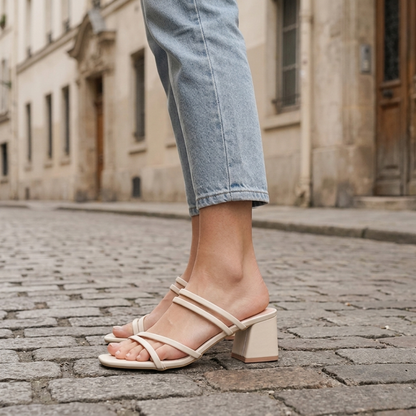 Women’s Strappy Heeled Sandals Open Toe Block Heel Mules