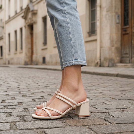 Women’s Strappy Heeled Sandals Open Toe Block Heel Mules