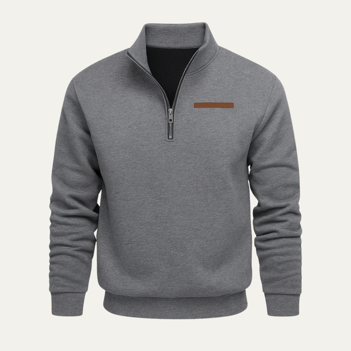 Men's Half Zip Sweater Warm Stand Collar Silver - VibreMode