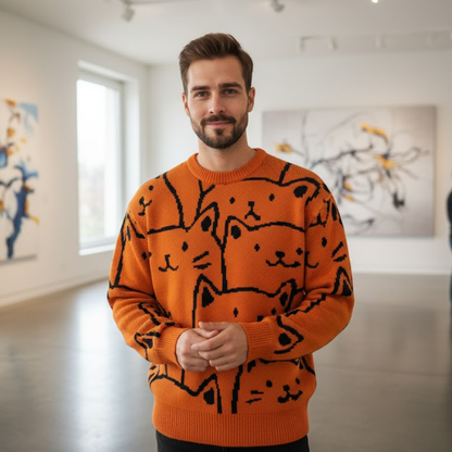 Fun Feline Crew Neck Sweater - VibreMode