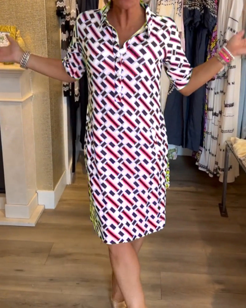 Trendy Graphic Print V Neck Dress