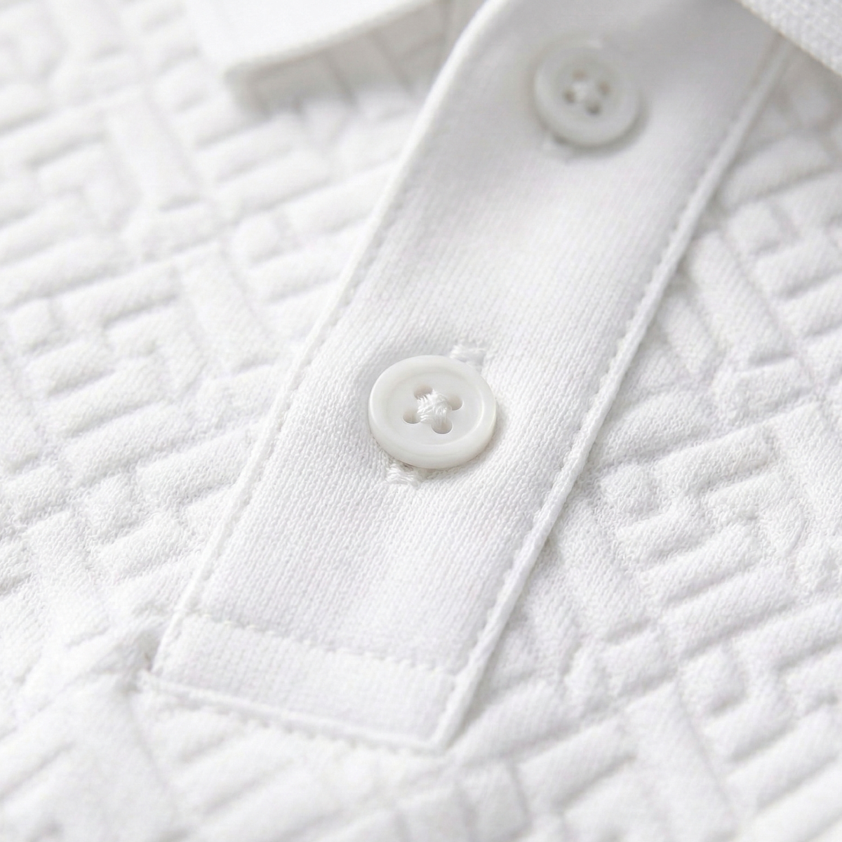Men's Textured Polo Shirt White