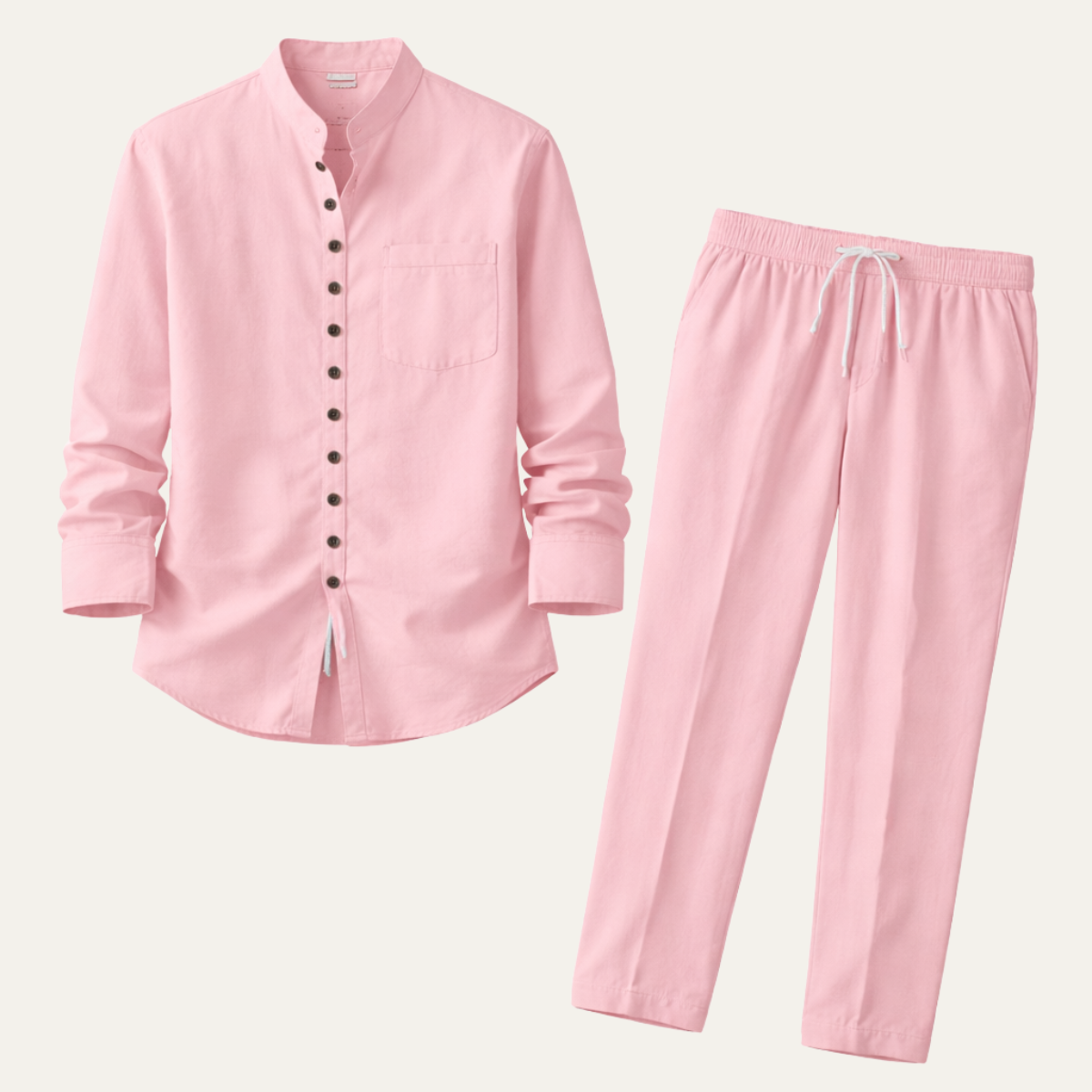 Men's Cotton Linen Two Piece Shirt Set - VibreMode