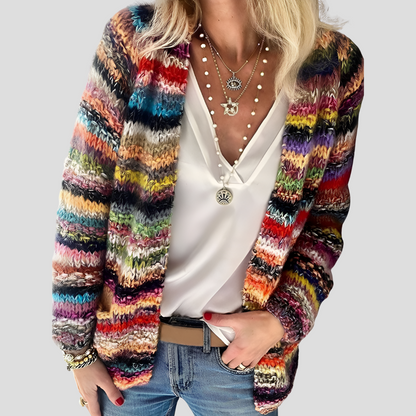 Women's Knitted Colorful Cardigan - VibreMode