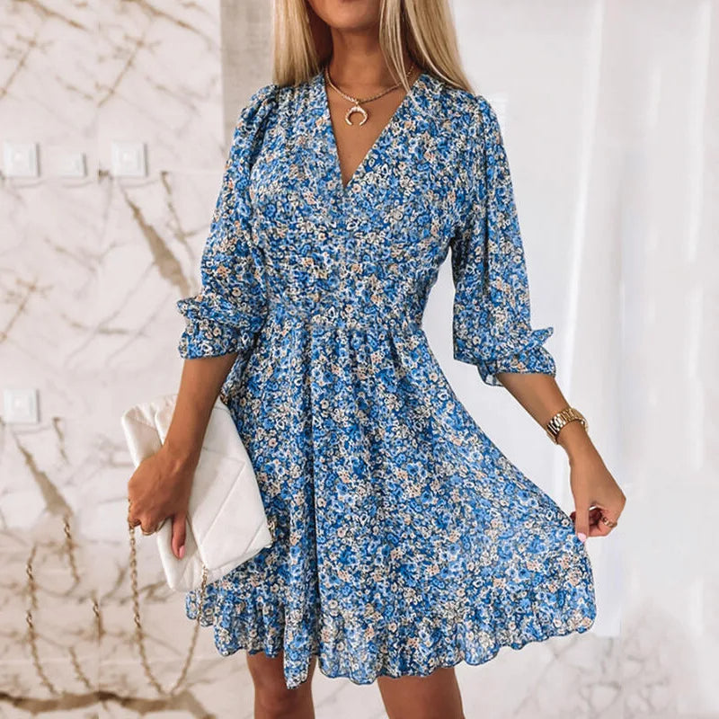Women's Floral Mini Dress Bohemian Style
