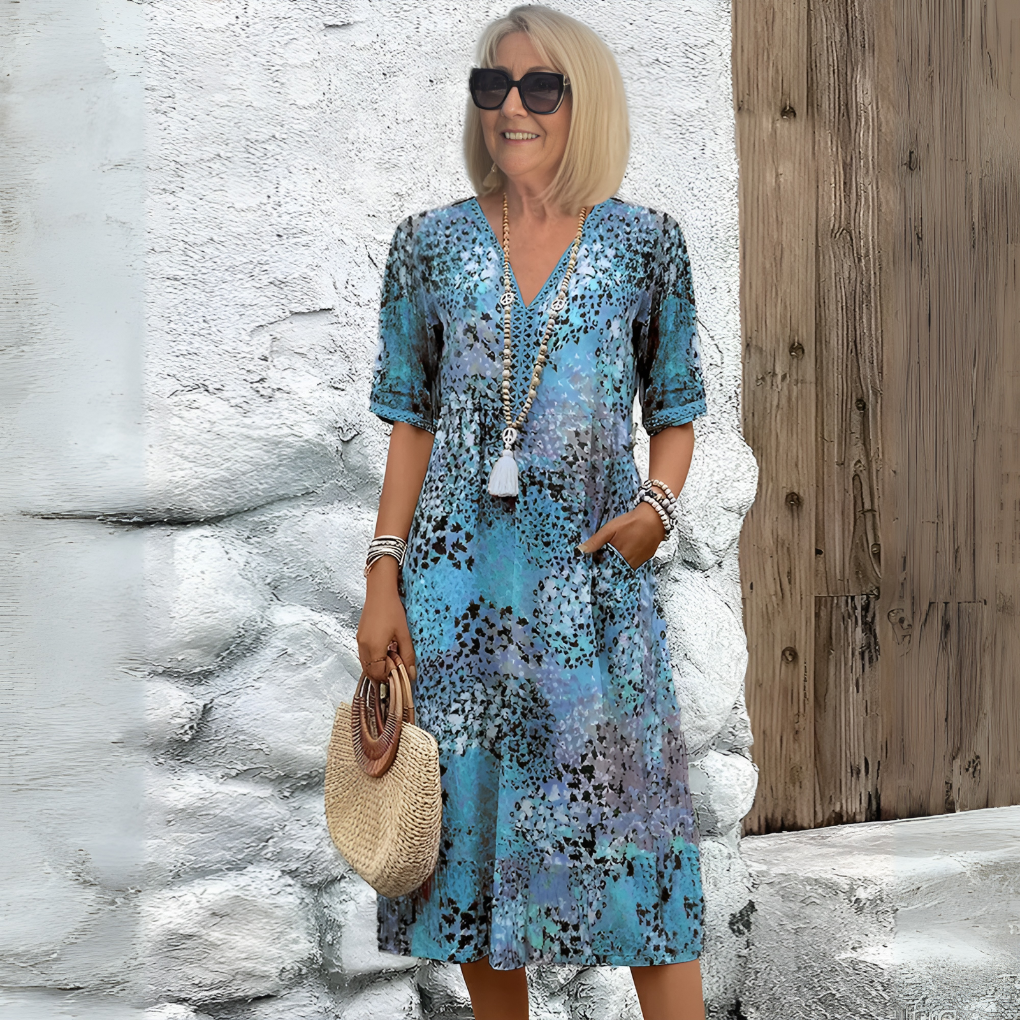 Women's Soft V-Neck Midi Dress - VibreMode