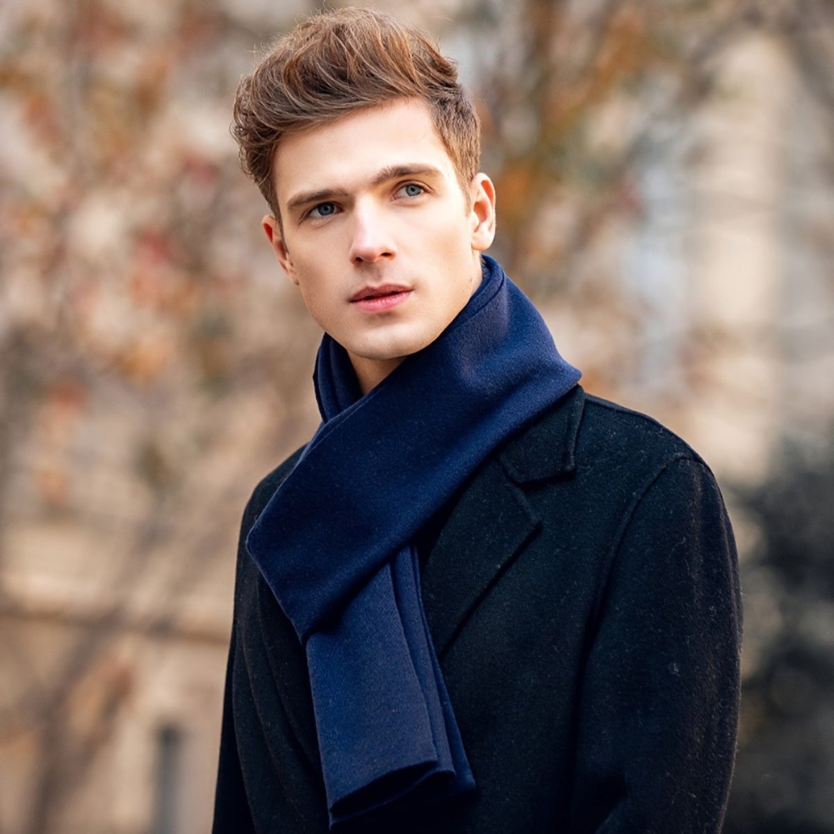 Men's Cashmere Merino Scarf Navy Blue