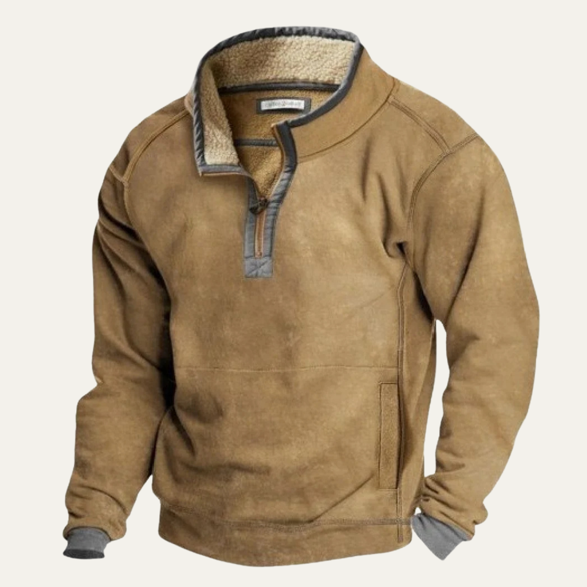 Mens Stand Collar Sweater Warm Half Button Outdoor