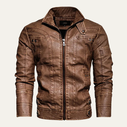 Men's Slim Fit Biker Leather Jacket - VibreMode