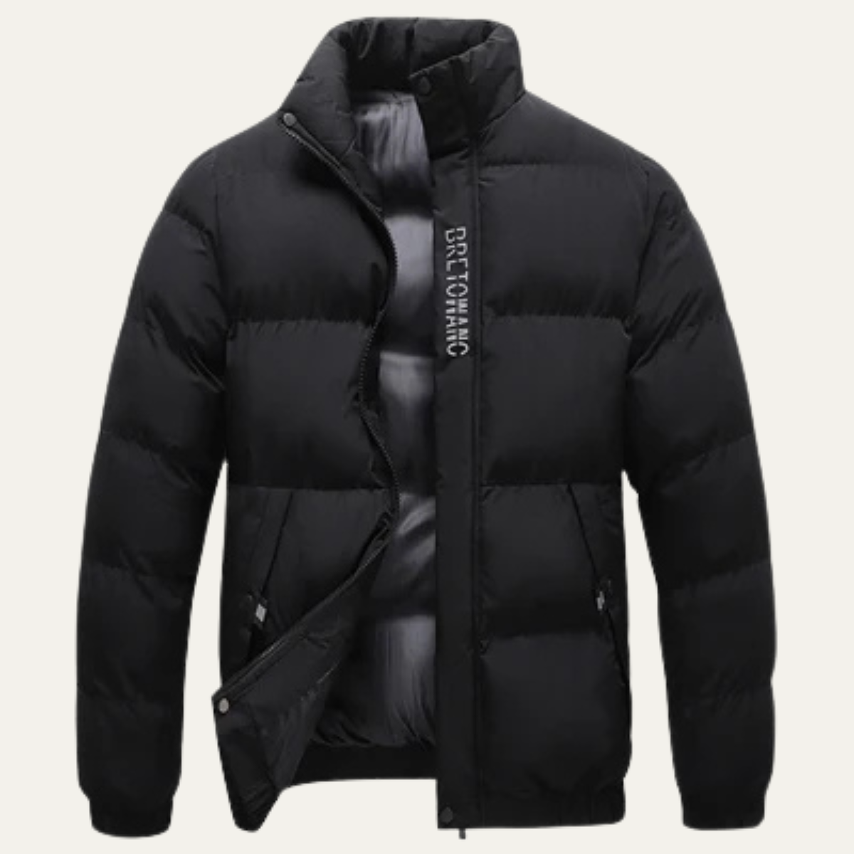 Men's Winter Puffer Jacket Thick Padded Waterproof Black - VibreMode