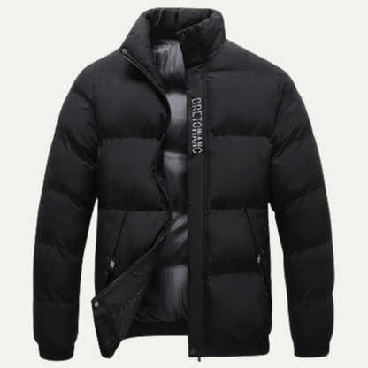 Men's Winter Puffer Jacket Thick Padded Waterproof Black - VibreMode