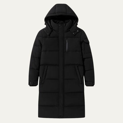 Men's Thermal Longline Puffer Coat Black - VibreMode